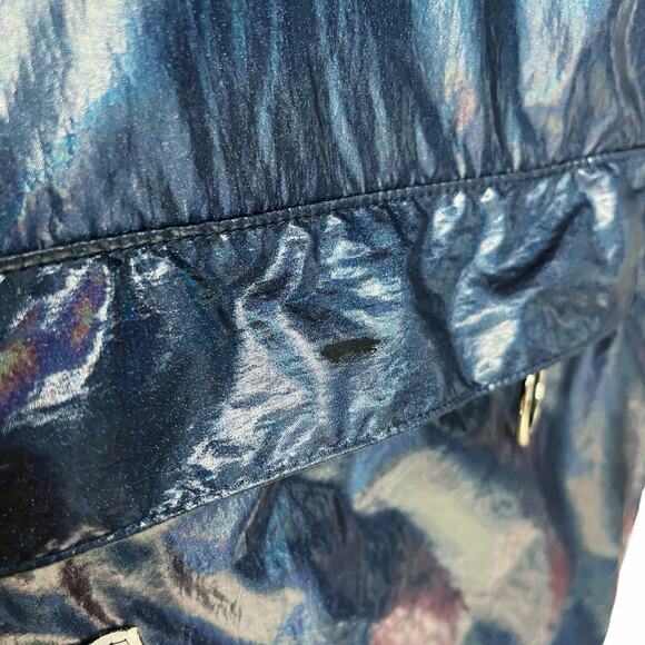 PINK VICTORIA'S SECRET Iridescent Blue Metallic Hooded Anorak Windbreaker Size M - Picture 10 of 10